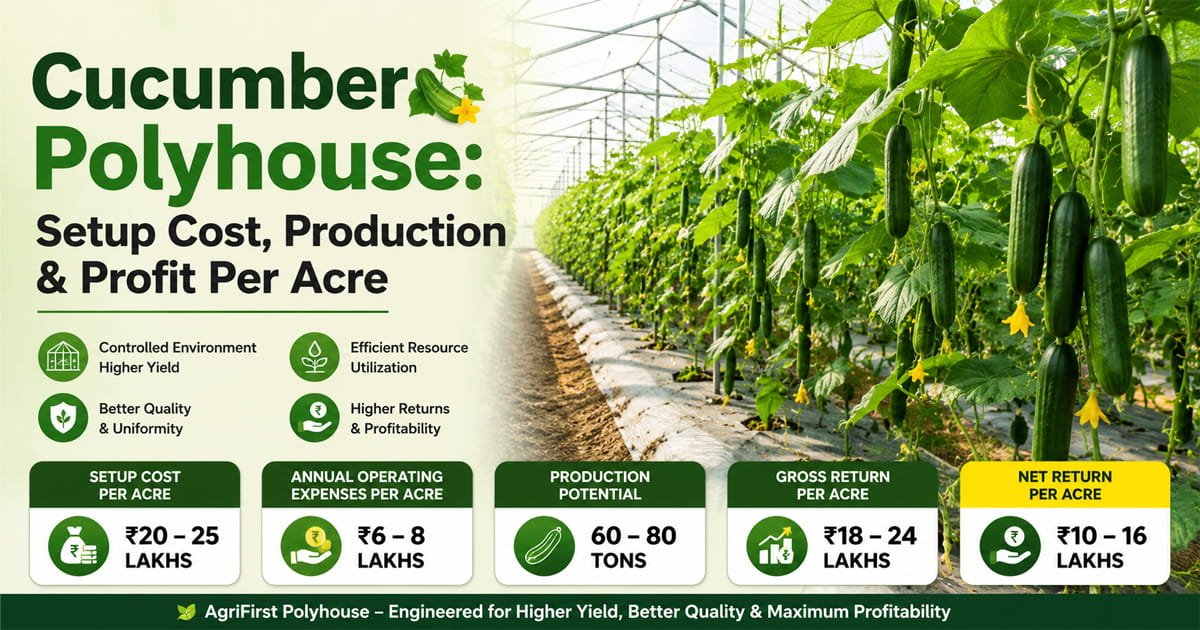 Cucumber polyhouse farming cost yield profit per acre