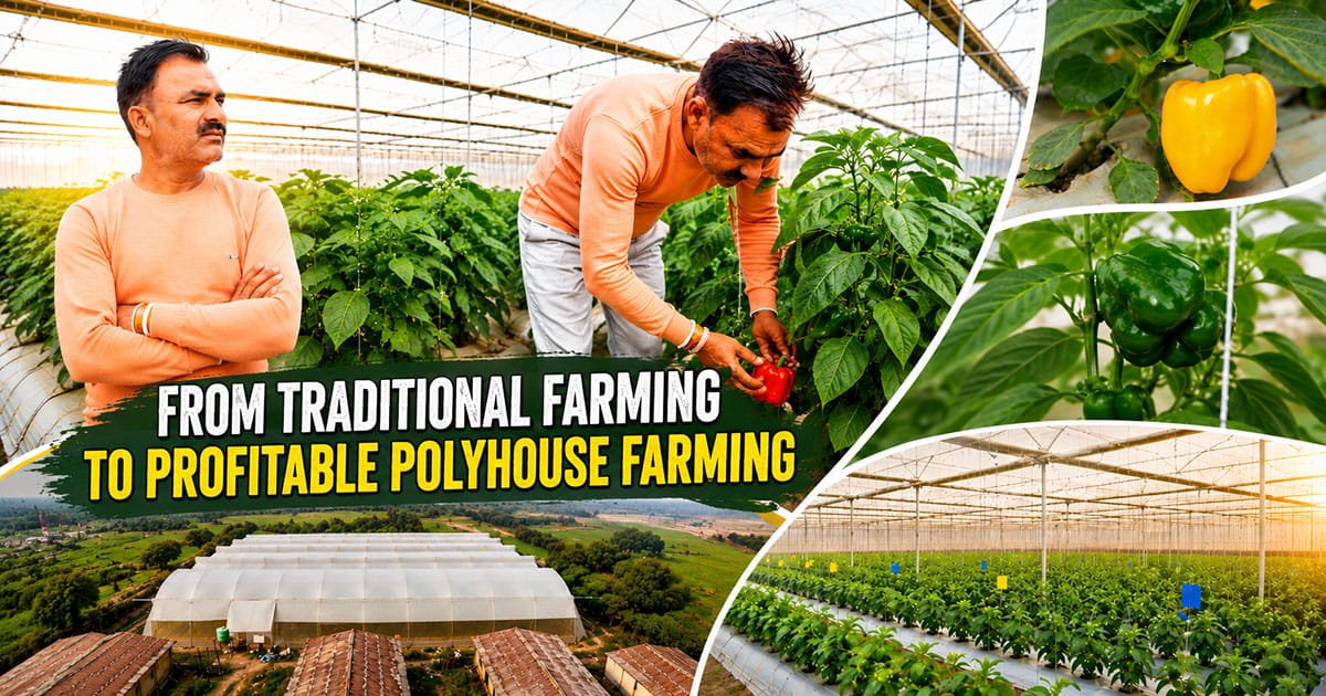Sunil Kumar Chaurasiya inside AgriFirst polyhouse farm in Uttar Pradesh