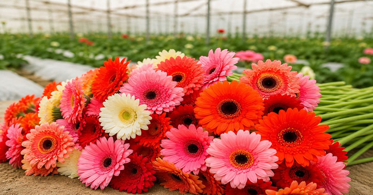 Protected cultivation of Gerbera flowers in a polyhouse