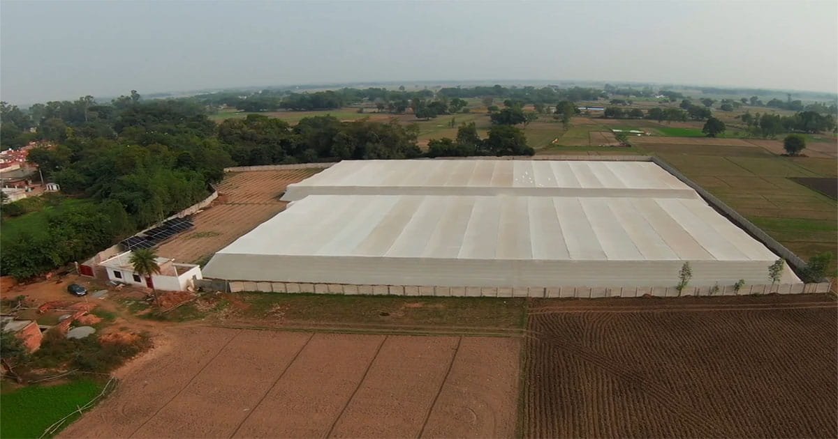 Double shaded net house constructed by AgriFirst for protected cultivation