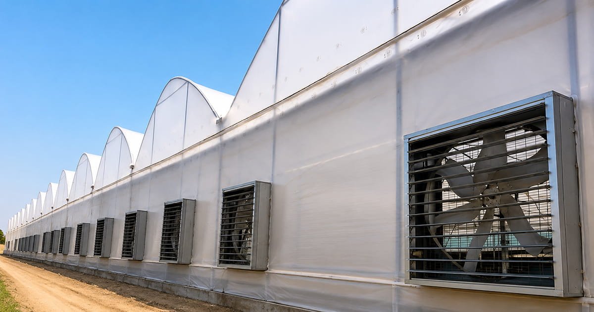 Modern Fan and Pad Polyhouse for controlled environment protected cultivation of high-value vegetables in India