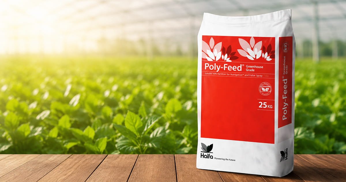 Poly-Feed GG greenhouse grade water soluble NPK fertilizer with micronutrients for stage-based drip fertigation