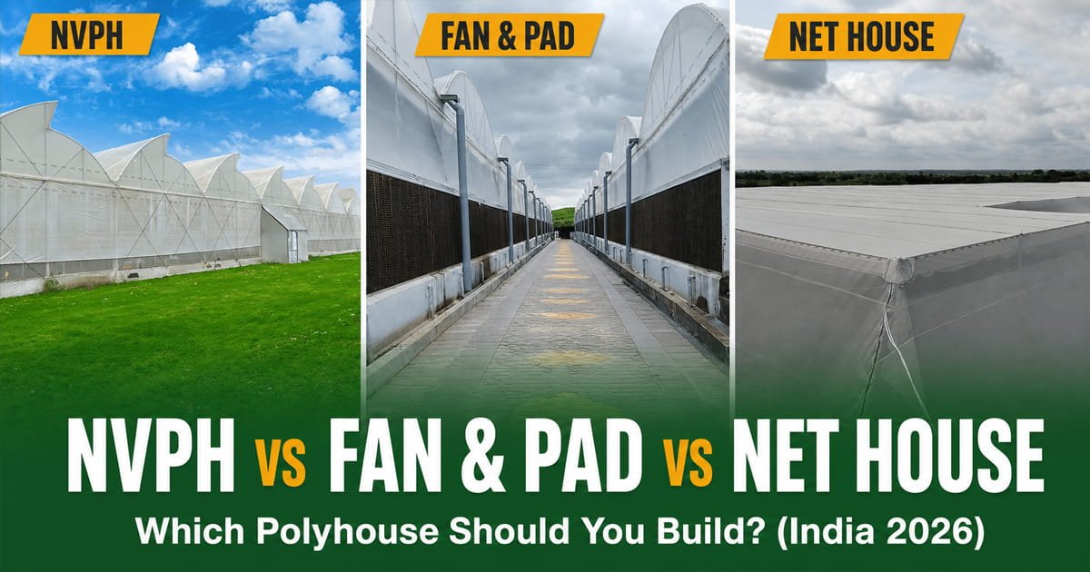 NVPH vs Fan & Pad vs Net House: Which Polyhouse Should You Build? (India 2026)
